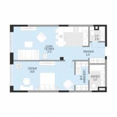 ЖК «Садовническая 69», планировка 1-комнатной квартиры, 74.27 м²