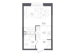 ЖК «Ольховый Квартал», планировка студии, 23.30 м²