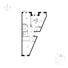 ЖК «Легенда Марусино», планировка 3-комнатной квартиры, 74.90 м²