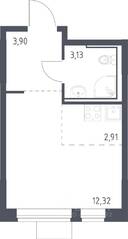 ЖК «Молжаниново», планировка студии, 22.26 м²
