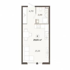 ЖК «Знатный», планировка студии, 29.84 м²
