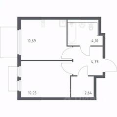 ЖК «Пригород Лесное», планировка 1-комнатной квартиры, 32.21 м²