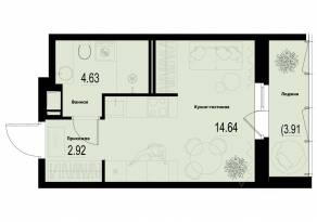 ЖК «ID Murino III», планировка студии, 24.14 м²