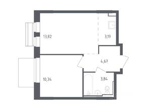ЖК «Рублевский Квартал», планировка 1-комнатной квартиры, 35.86 м²