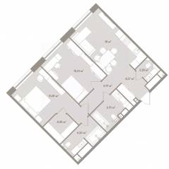 Апарт-комплекс «D'oro Mille», планировка 3-комнатной квартиры, 79.50 м²