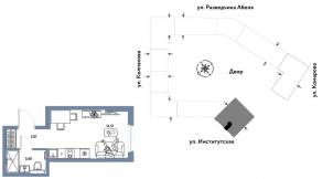 ЖК «Страна.Парковая», планировка студии, 21.12 м²