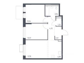 ЖК «Молжаниново», планировка 2-комнатной квартиры, 51.89 м²