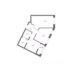 ЖК «NEWПИТЕР», планировка 2-комнатной квартиры, 61.94 м²