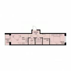 ЖК «ID Murino III», планировка 1-комнатной квартиры, 41.28 м²