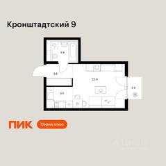 ЖК «Кронштадтский 9», планировка студии, 29.10 м²