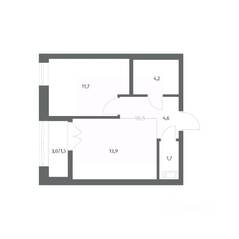 ЖК «NEWПИТЕР», планировка 1-комнатной квартиры, 37.62 м²