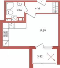 ЖК «Патио», планировка студии, 27.67 м²