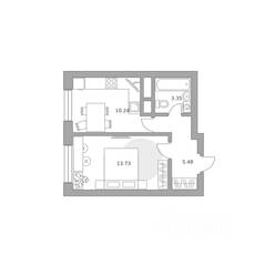 ЖК «Ильинойс», планировка 1-комнатной квартиры, 32.80 м²