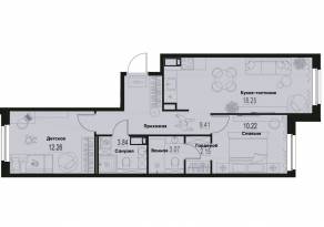 ЖК «ID Murino III», планировка 2-комнатной квартиры, 59.20 м²