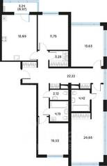 ЖК «Регенбоген», планировка 4-комнатной квартиры, 112.77 м²