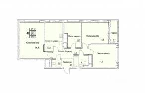 ЖК «Отрадный», планировка 4-комнатной квартиры, 95.80 м²