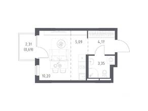 ЖК «Мытищи Парк», планировка студии, 23.50 м²