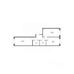 ЖК «Парусная 1», планировка 2-комнатной квартиры, 66.70 м²