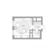 ЖК «Ильинойс», планировка студии, 25.98 м²