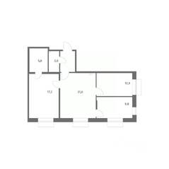 ЖК «Парусная 1», планировка 3-комнатной квартиры, 71.90 м²