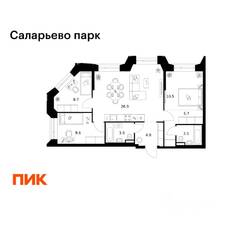 ЖК «Саларьево парк», планировка 3-комнатной квартиры, 73.60 м²