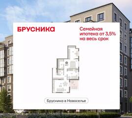 ЖК «Брусника в Новоселье», планировка 2-комнатной квартиры, 92.02 м²