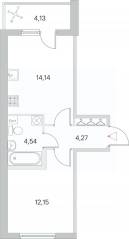МЖК «Любоград», планировка 1-комнатной квартиры, 37.17 м²