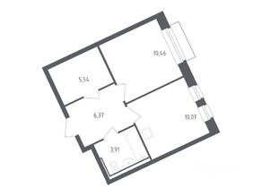 ЖК «Рублевский Квартал», планировка 1-комнатной квартиры, 36.00 м²