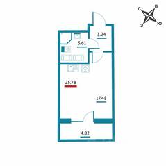 ЖК «Левитан», планировка студии, 25.78 м²
