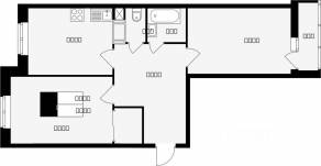 ЖК «Красная горка», планировка 2-комнатной квартиры, 59.60 м²
