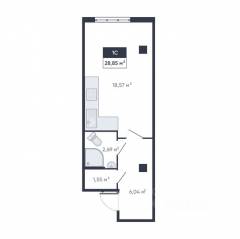 ЖК «Ромашки», планировка студии, 29.70 м²