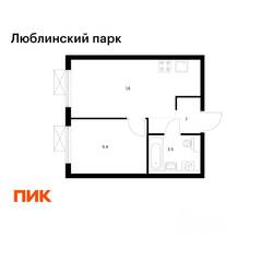 ЖК «Люблинский парк», планировка 1-комнатной квартиры, 31.90 м²
