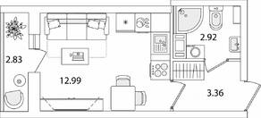 ЖК «Кинопарк», планировка студии, 20.69 м²