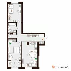 МЖК «Лисино», планировка 2-комнатной квартиры, 66.07 м²