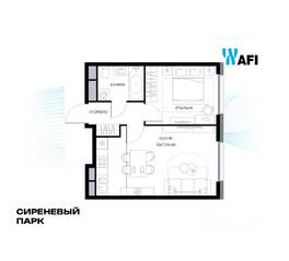 МФК «Сиреневый парк», планировка 2-комнатной квартиры, 41.50 м²