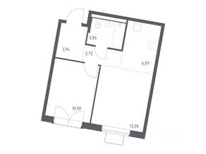 ЖК «Квартал Западный», планировка 1-комнатной квартиры, 41.45 м²