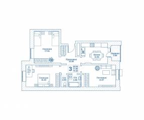ЖК «Новоград Монино», планировка 3-комнатной квартиры, 79.60 м²