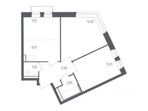 ЖК «Рублевский Квартал», планировка 2-комнатной квартиры, 47.50 м²