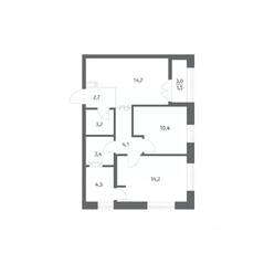ЖК «NEWПИТЕР», планировка 2-комнатной квартиры, 58.50 м²