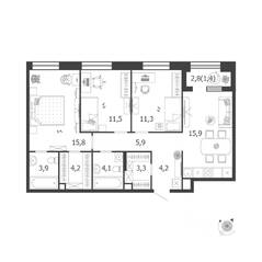 ЖК «Жилой квартал Shagal», планировка 3-комнатной квартиры, 81.50 м²