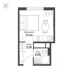 Апарт-комплекс «Avenue Apart Pulkovo», планировка студии, 17.69 м²
