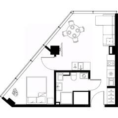 Апарт-комплекс «МОСКО», планировка 1-комнатной квартиры, 35.10 м²