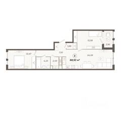ЖК «Знатный», планировка 2-комнатной квартиры, 68.92 м²
