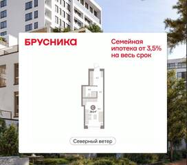 ЖК Квартал «Северный ветер», планировка студии, 29.11 м²