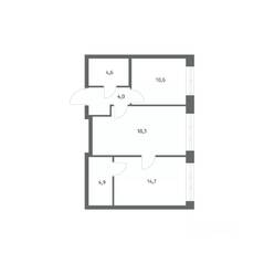 ЖК «NEWПИТЕР», планировка 2-комнатной квартиры, 57.11 м²