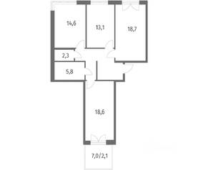 ЖК «NEWПИТЕР», планировка 3-комнатной квартиры, 88.00 м²