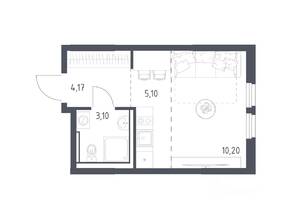 ЖК «Пригород Лесное», планировка студии, 22.57 м²