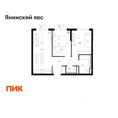 ЖК «Янинский лес», планировка 2-комнатной квартиры, 51.70 м²