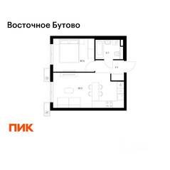 ЖК «Восточное Бутово», планировка 1-комнатной квартиры, 35.90 м²