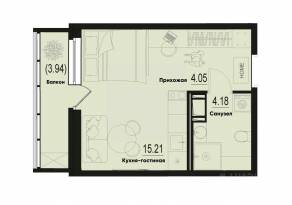 ЖК «ID Murino III», планировка студии, 24.62 м²